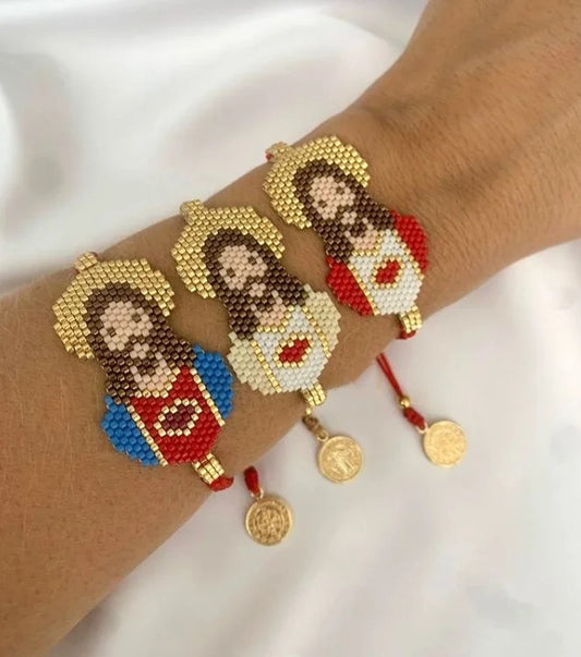 Sacred Heart Of Jesus Miyuki Beaded Bracelet