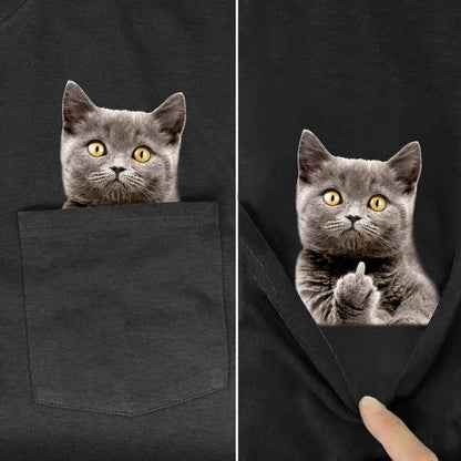 Middle Finger Cat in Pocket Shirt