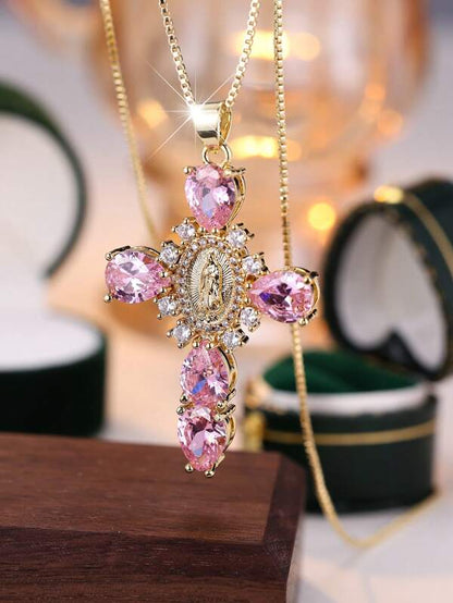 Divine Mercy Gold Cross Necklace