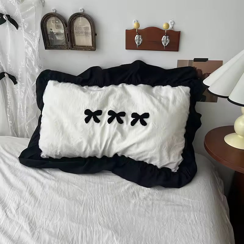 Velvet Bow Ruffle Bedding Set