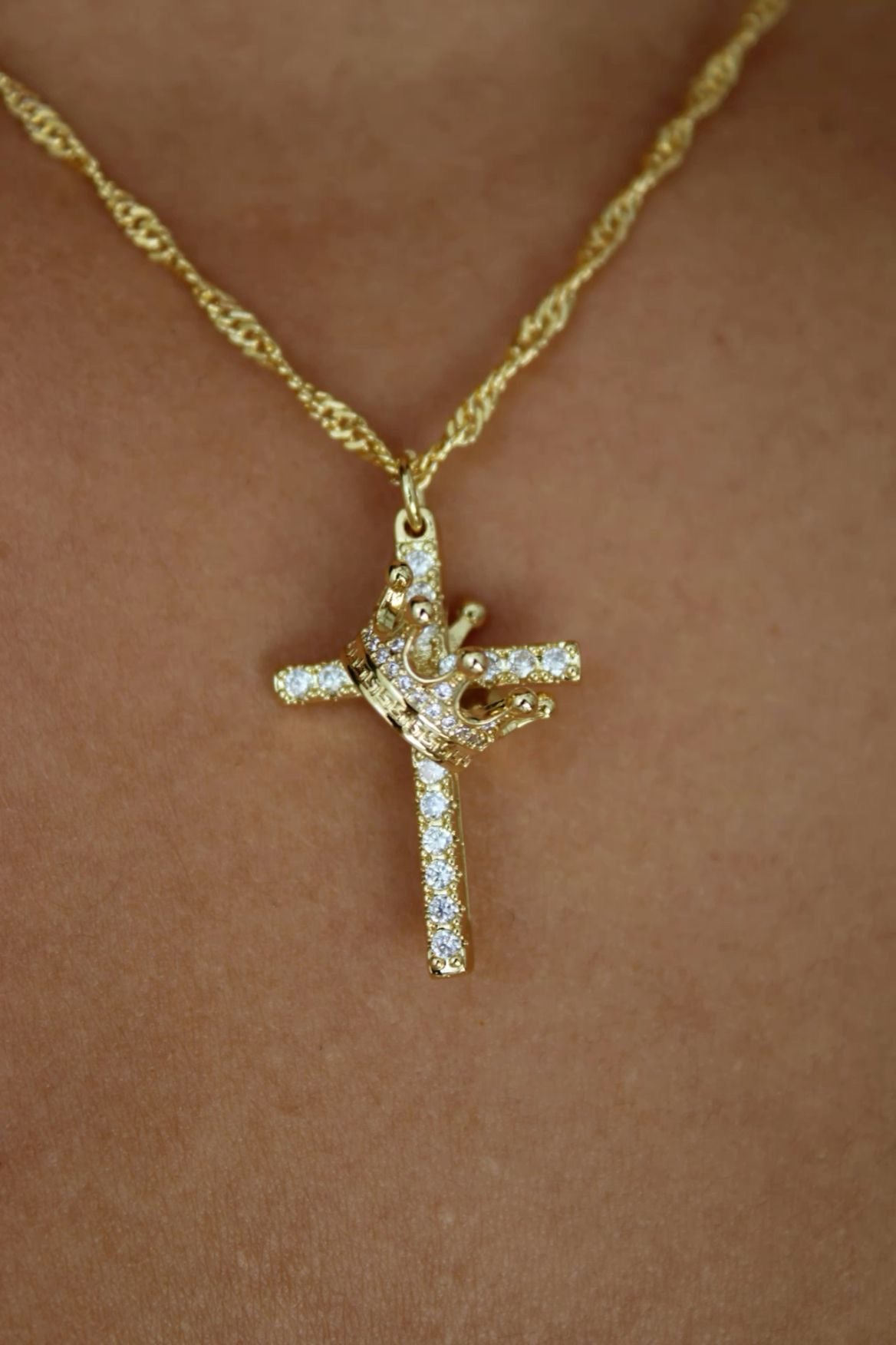 Crowned in Grace Cross Necklace