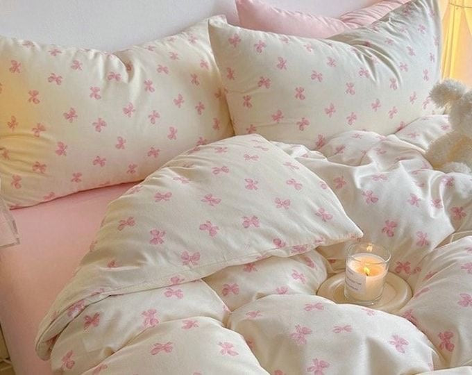 Pink Blush Bow Bedding Set