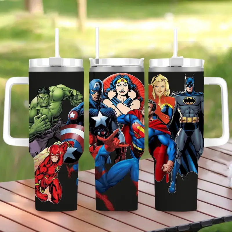 40 Oz Superhero Cartoon Insulated Tumbler