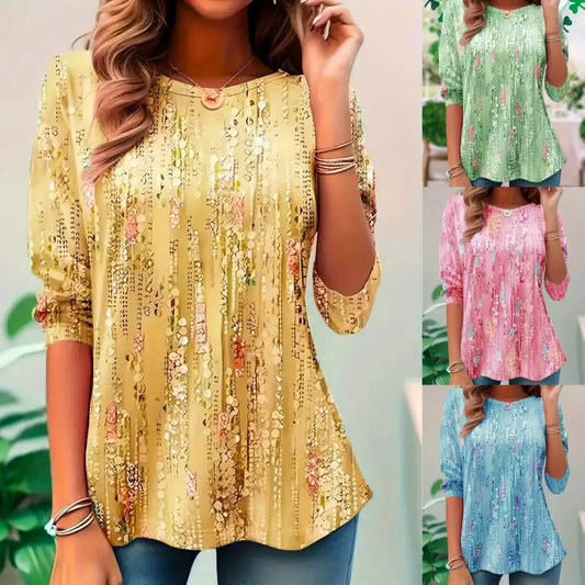 Cascading Abstract Floral Glow Blouse