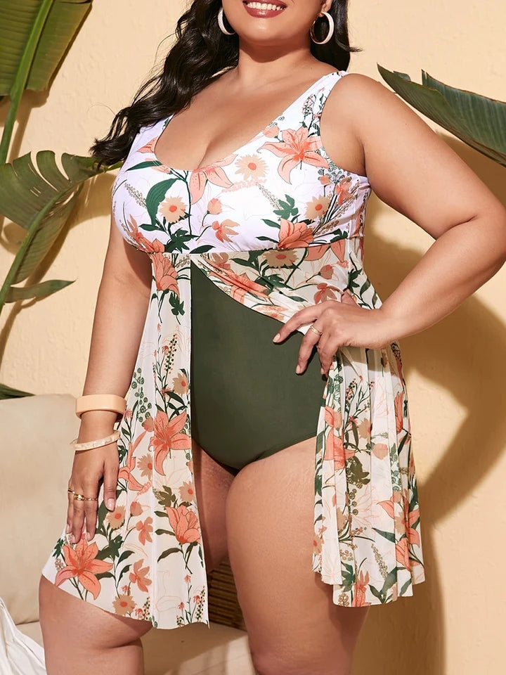 Flutter Hem Plus Size Swimsuit