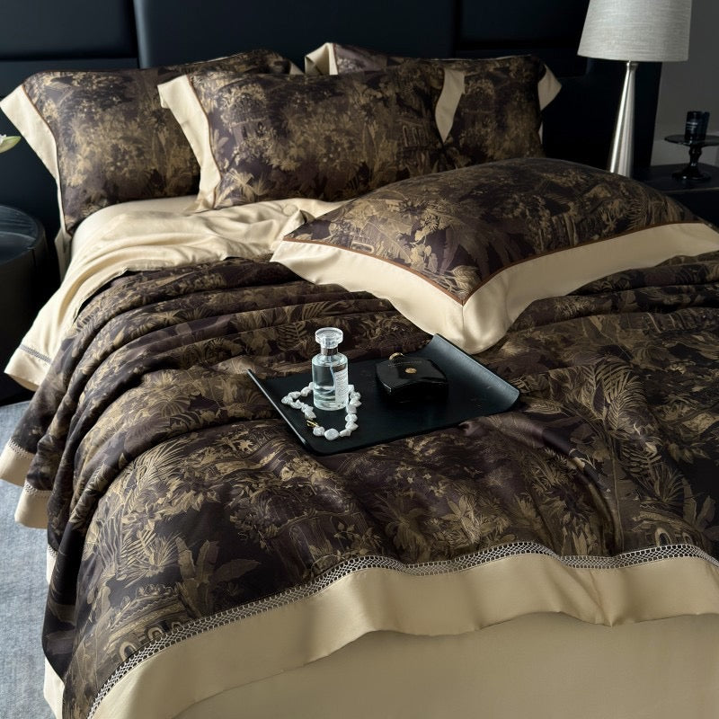 Golden Eclipse Satin Bedding Set