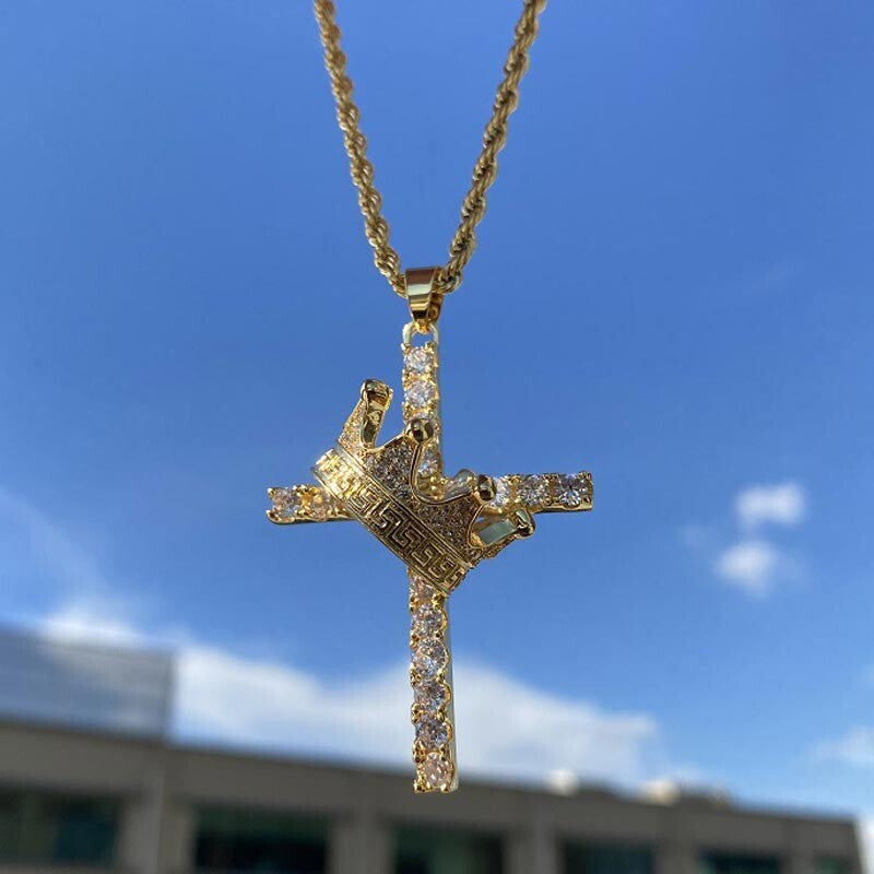 Crowned in Grace Cross Necklace