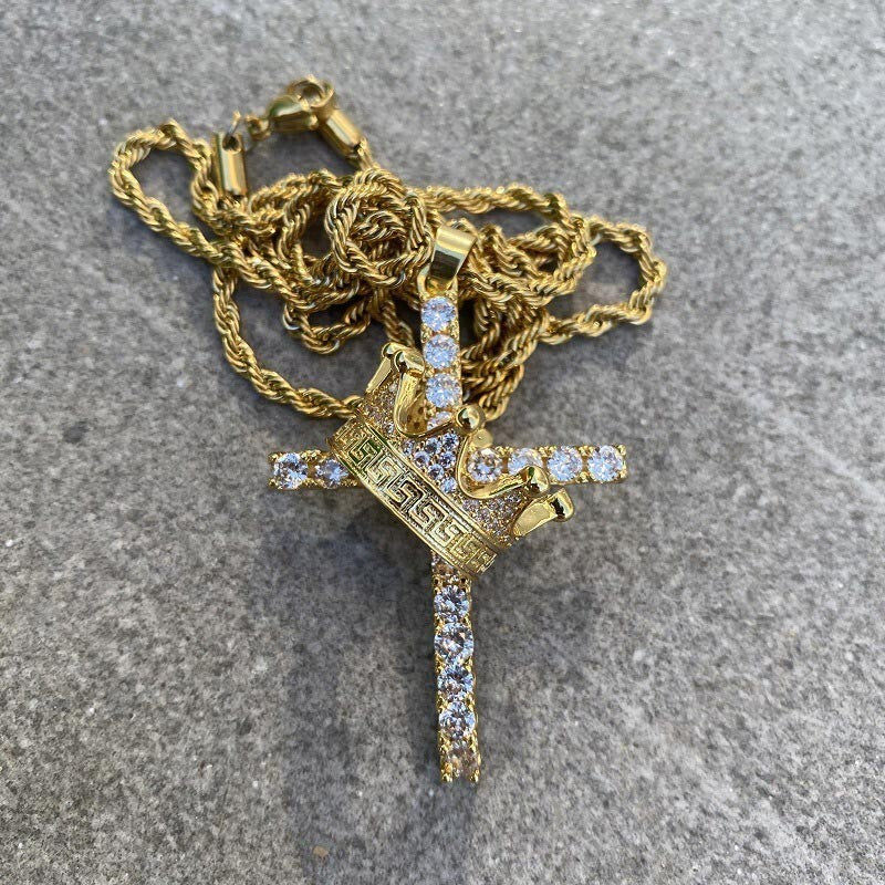 Crowned in Grace Cross Necklace