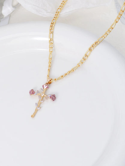 Eternal Bloom Rose Cross Necklace