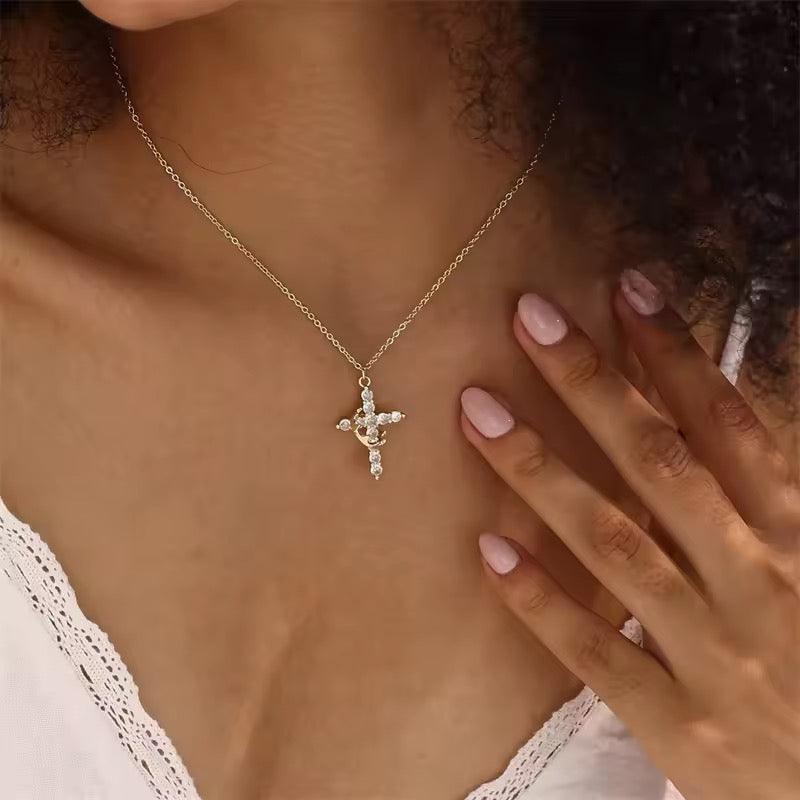 Crowned in Glory Cross Necklace