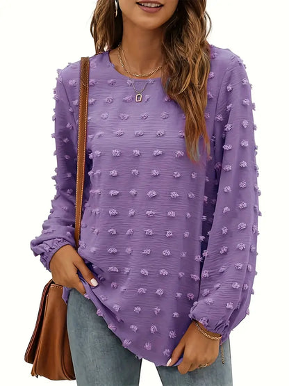 Plain Swiss Dot Textured Blouse