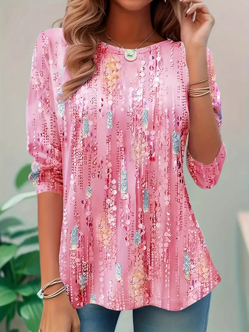 Cascading Abstract Floral Glow Blouse