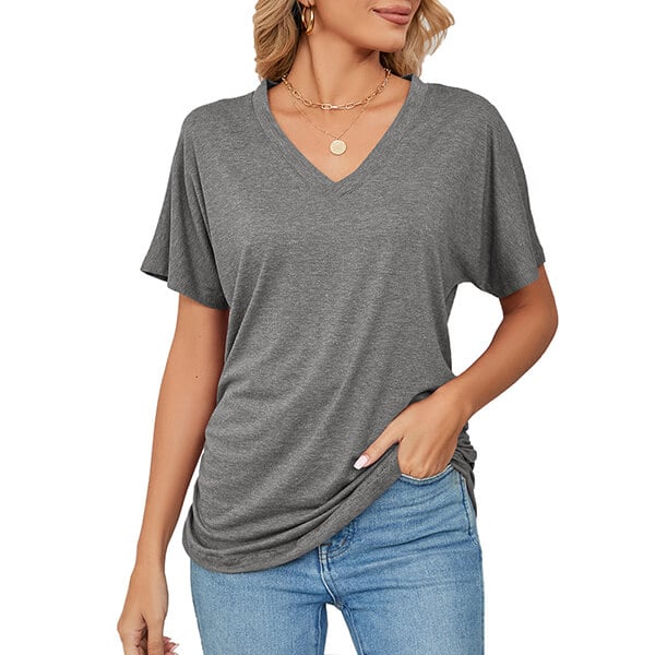 Plain V Neck Summer Loose Top