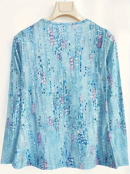 Cascading Abstract Floral Glow Blouse