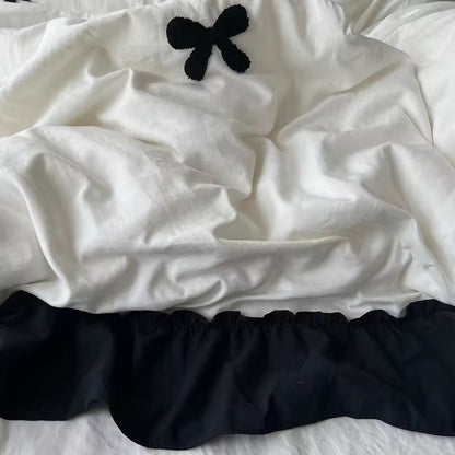 Velvet Bow Ruffle Bedding Set