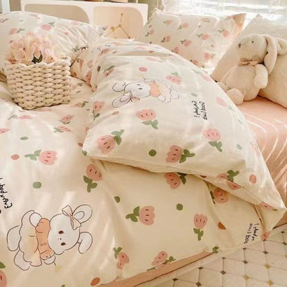 White Bunny Tulip Garden Bedding Set