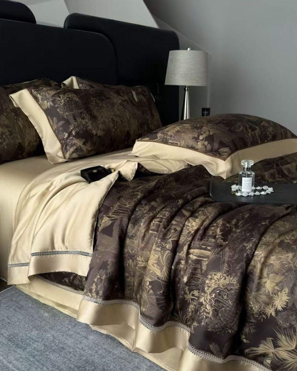 Golden Eclipse Satin Bedding Set