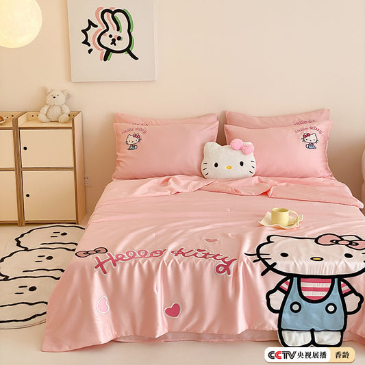 Hello Kitty Pink Satin Bedding Set