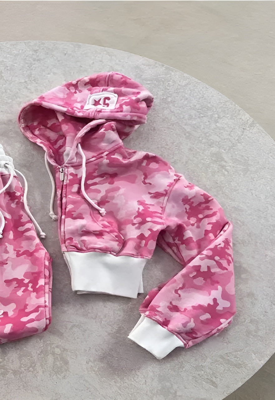 5 Star Camo Cropped Hoodie