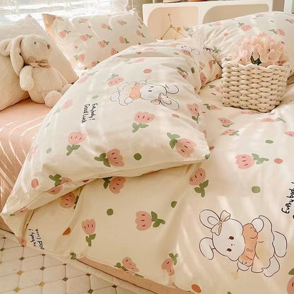 White Bunny Tulip Garden Bedding Set