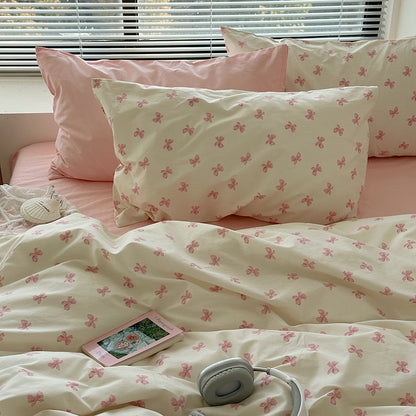Pink Blush Bow Bedding Set