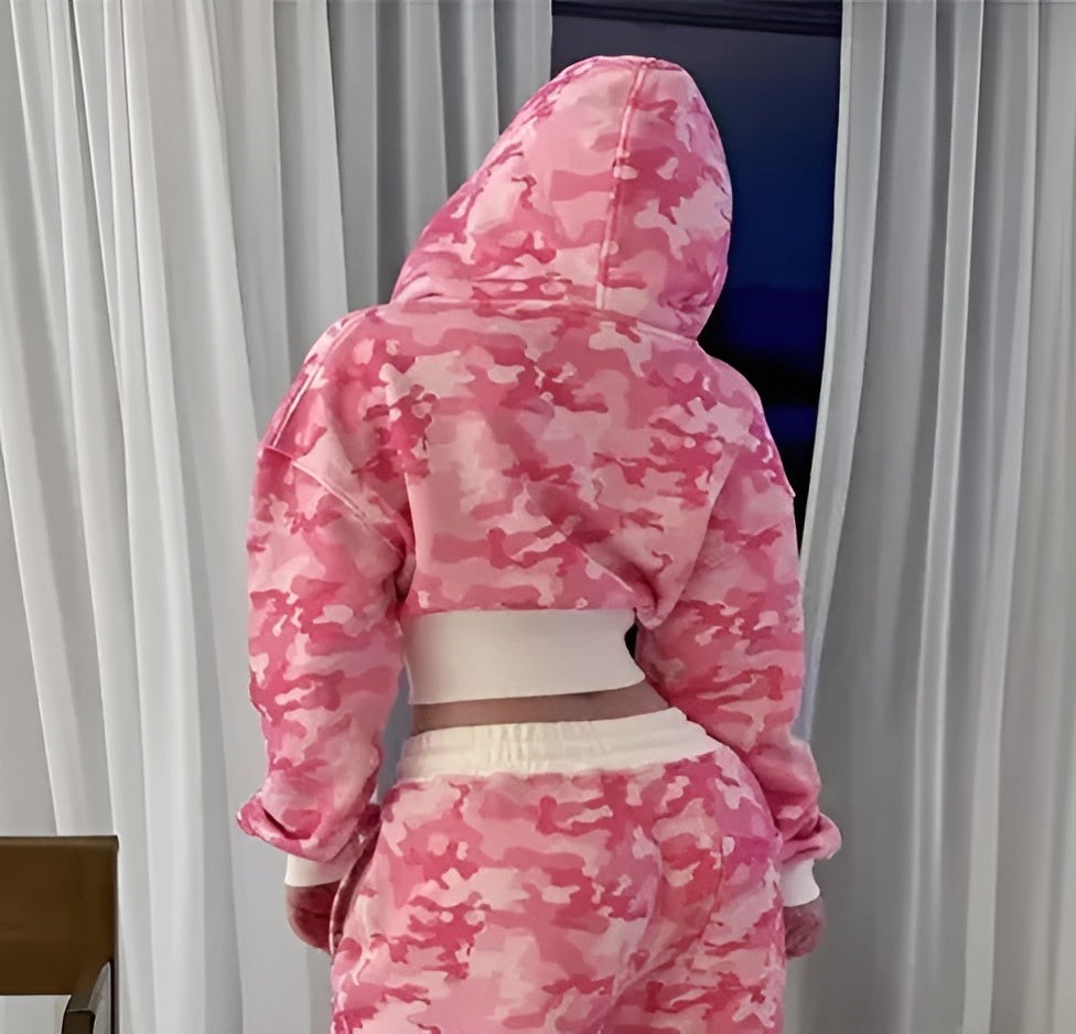 5 Star Camo Cropped Hoodie