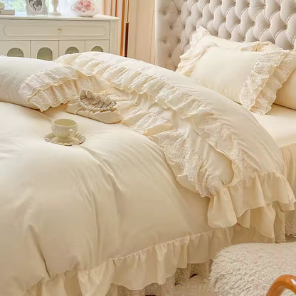 Beige French Princess Lace Bedding set