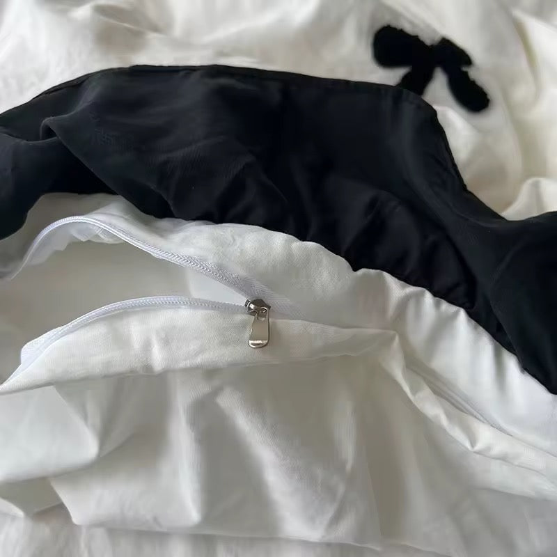 Velvet Bow Ruffle Bedding Set