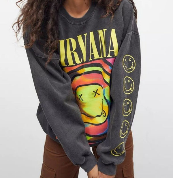 Nirvana on sale smiley hoodie