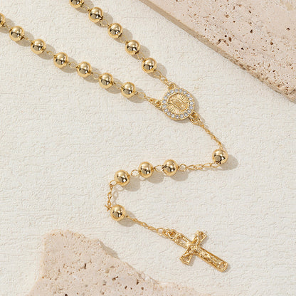 Golden Devotion Rosary Necklace