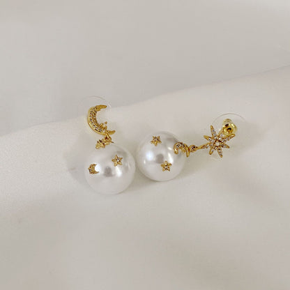Cosmic Celestial Pearl Earrings