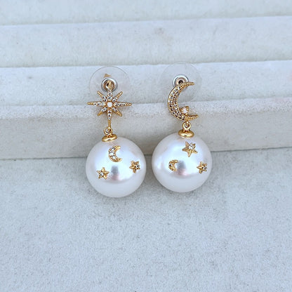 Cosmic Celestial Pearl Earrings
