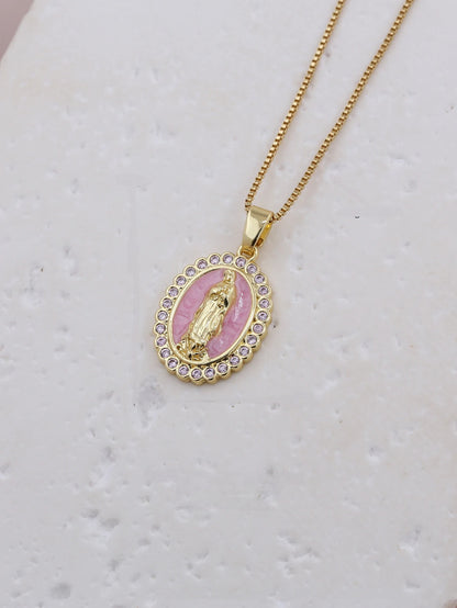 Virgin Mary Enamel Necklace