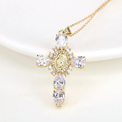 Divine Mercy Gold Cross Necklace