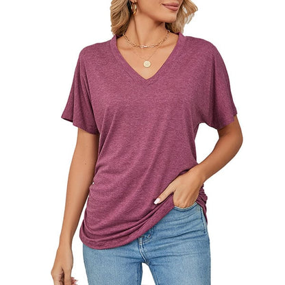 Plain V Neck Summer Loose Top