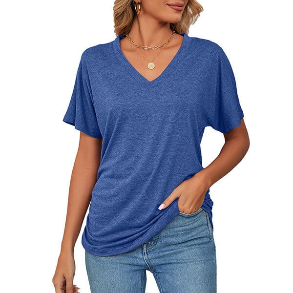 Plain V Neck Summer Loose Top