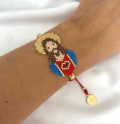 Sacred Heart Of Jesus Miyuki Beaded Bracelet