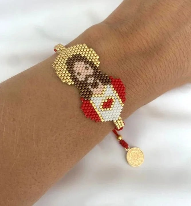 Sacred Heart Of Jesus Miyuki Beaded Bracelet