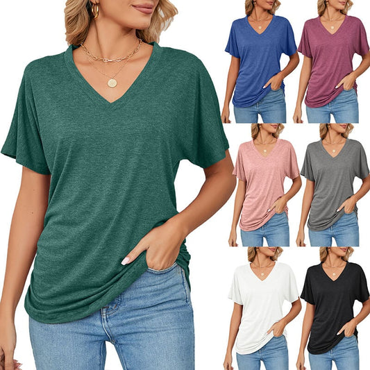 Plain V Neck Summer Loose Top