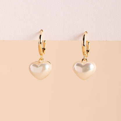 Pearl Heart Hoop Earring