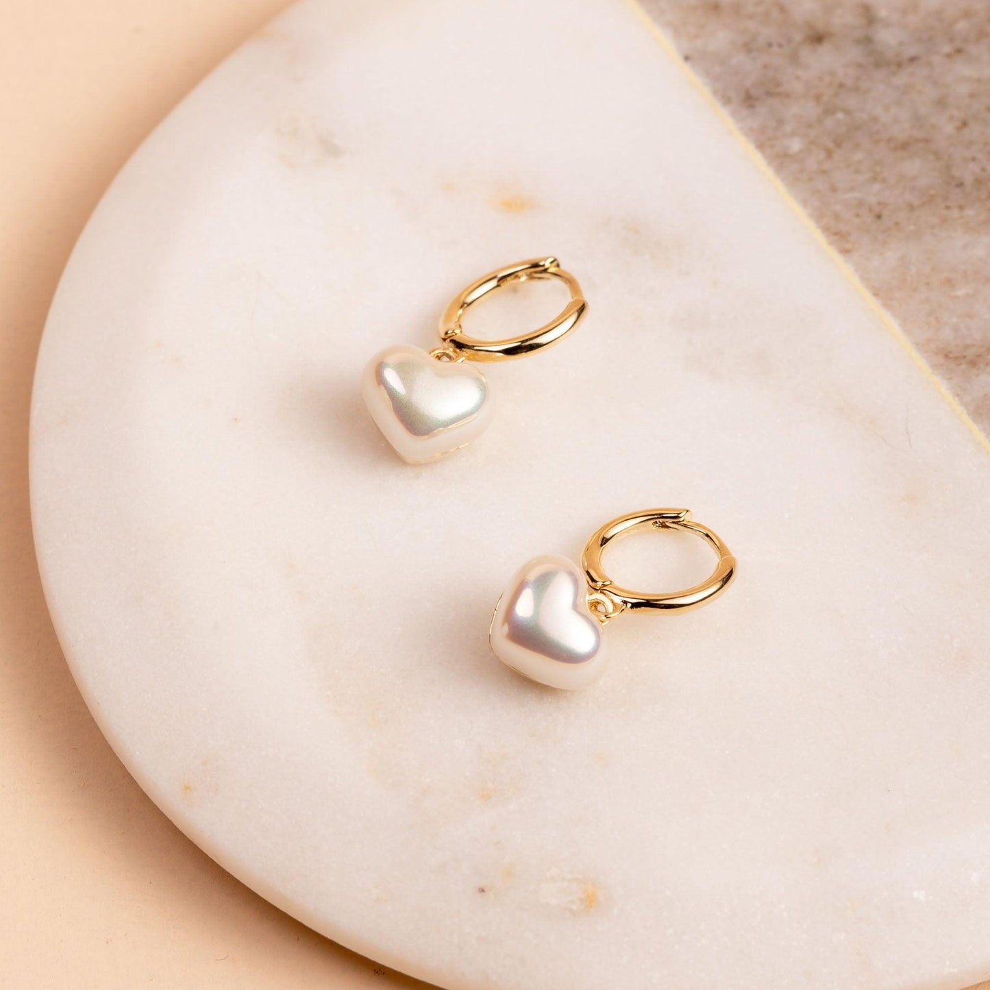 Pearl Heart Hoop Earring