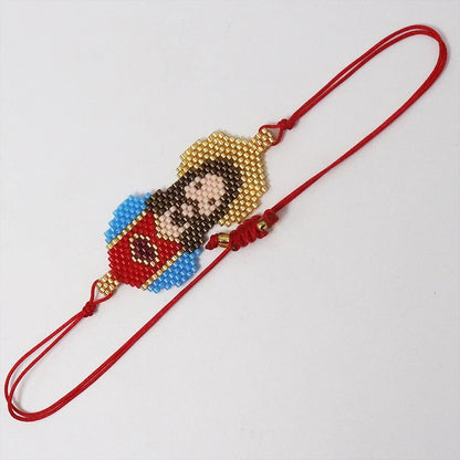 Sacred Heart Of Jesus Miyuki Beaded Bracelet
