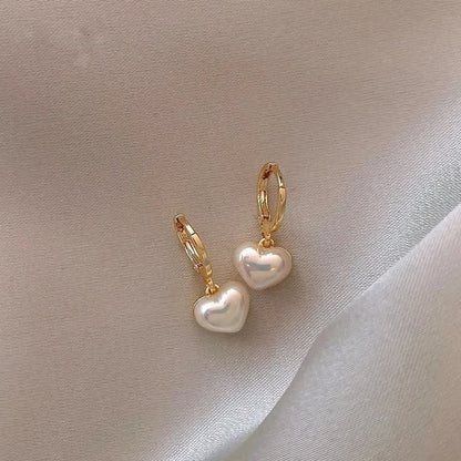 Pearl Heart Hoop Earring