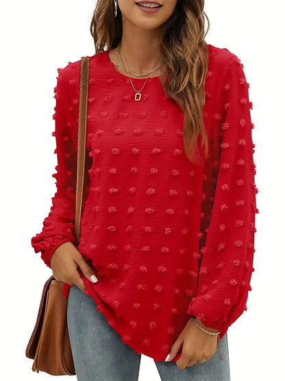 Plain Swiss Dot Textured Blouse