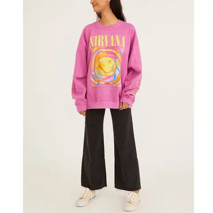 Nirvana Smiley Face Sweatshirt - Luxandluxy