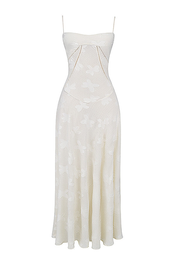 Seren Vintage Cream Floral Lace Back Maxi Dress