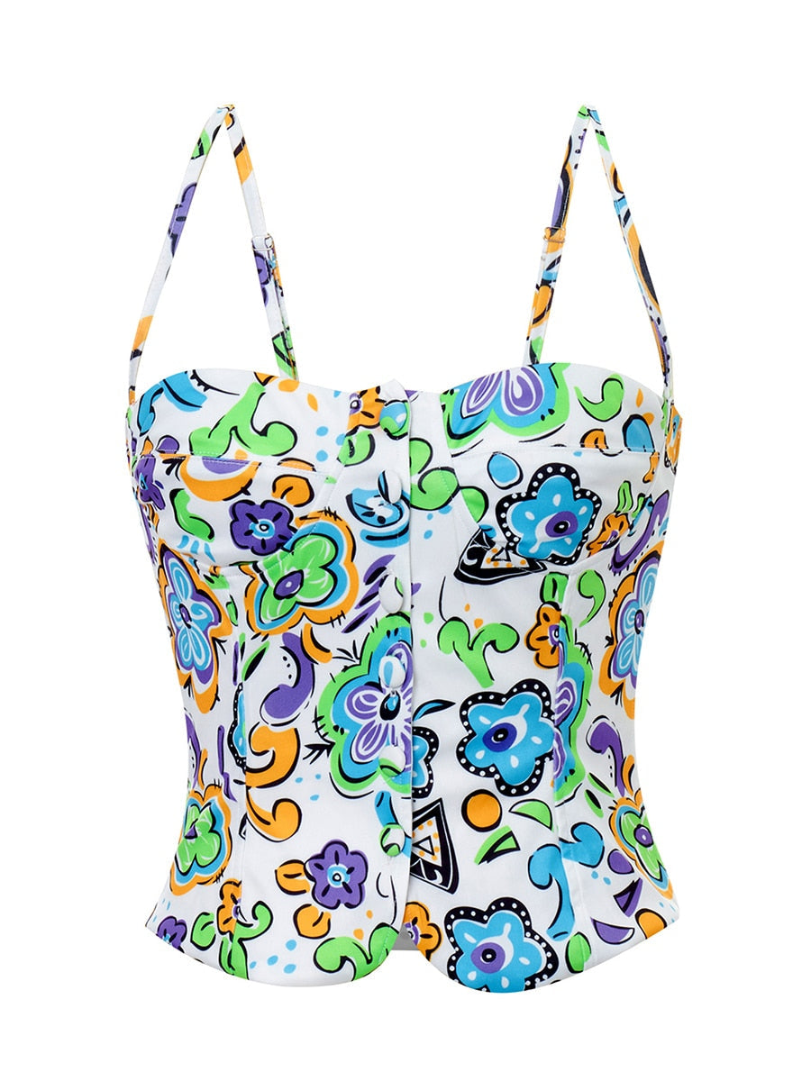 Button Down Bustier 90's Swirl