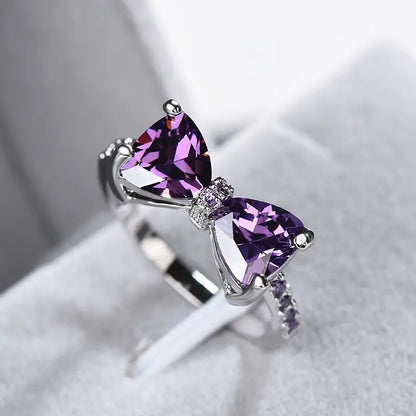 Silver Rhinestone Bow Tie Ring