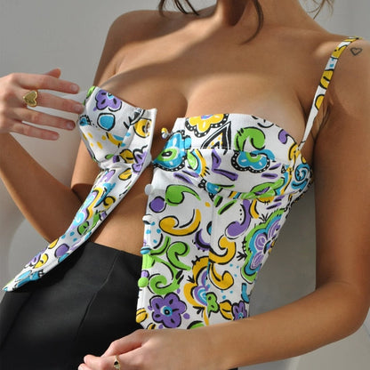 Button Down Bustier 90's Swirl