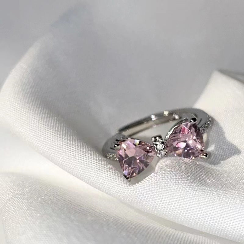 Silver Rhinestone Bow Tie Ring